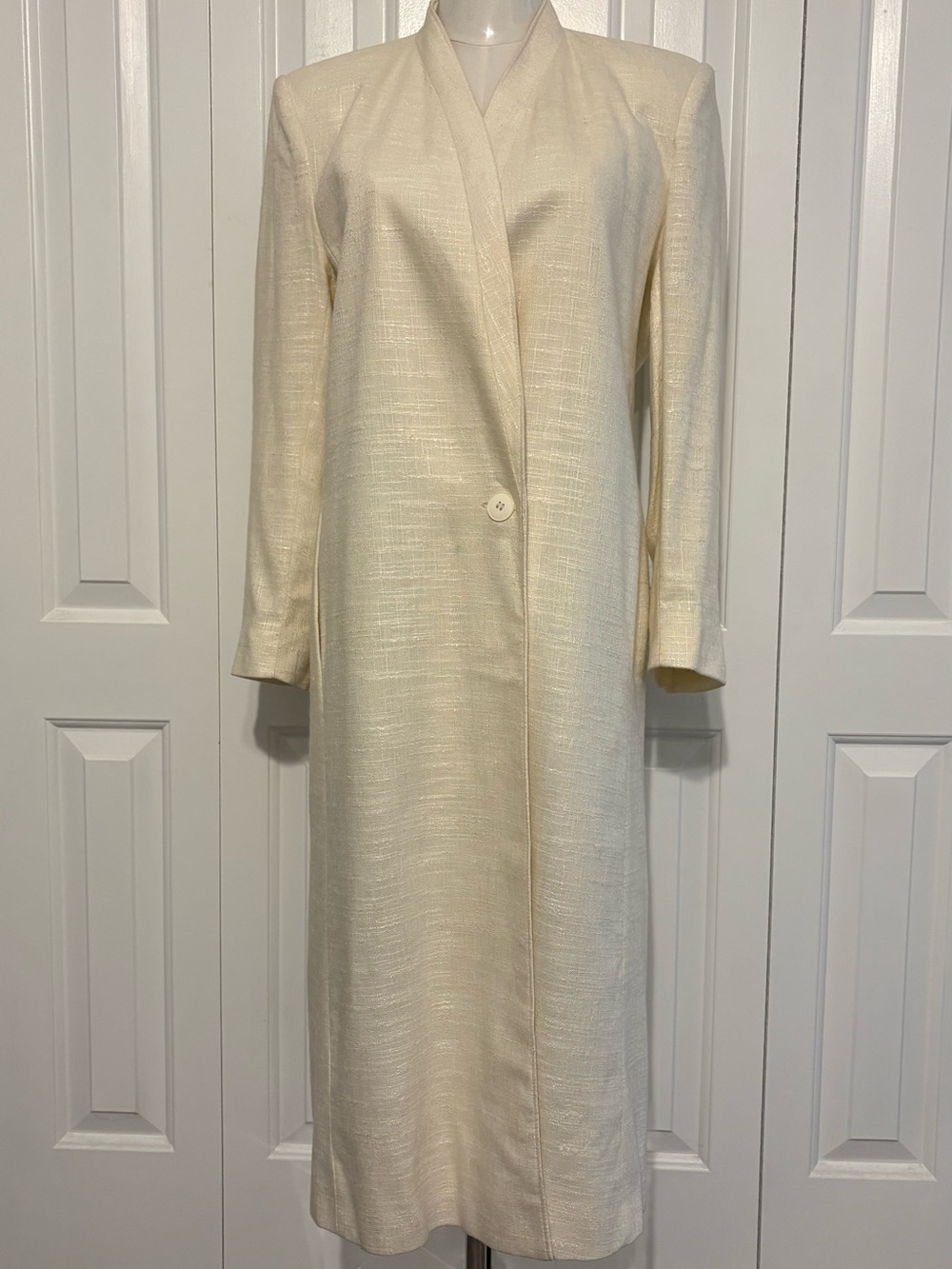 Vintage FERNCROFT Elegant Cream Long Sleeve Duster, Size S